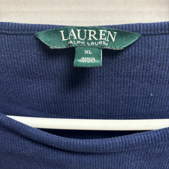 LRL Navy Blue Striped Viscose Blend Boat Neck Jersey Tunic - 1483 - Picture 2 of 3